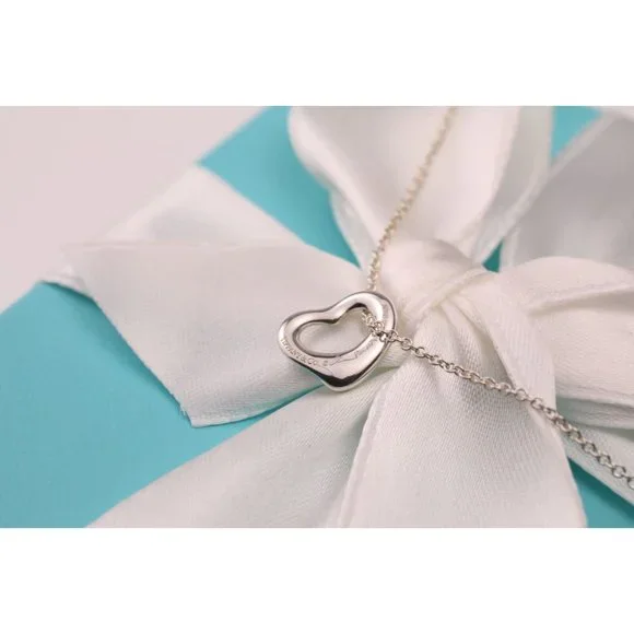 Tiffany & Co. Elsa Peretti Open Heart Pendant Necklace in Sterling Silver 11mm - Picture 6 of 9